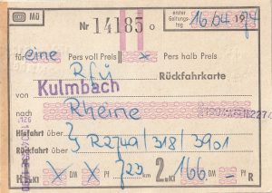Fahrkarte Kulmbach - Rheine